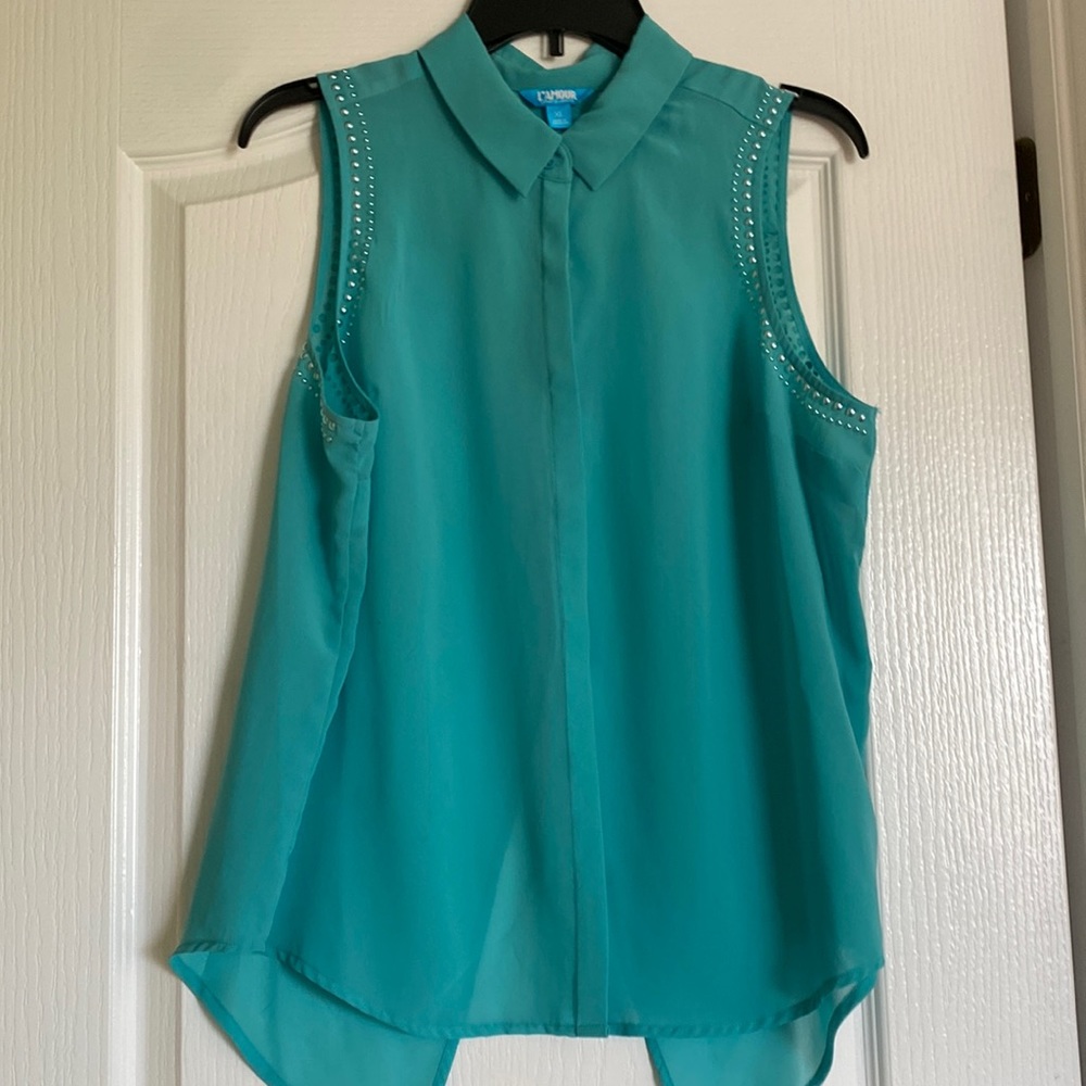 Open Back Button Up Blouse